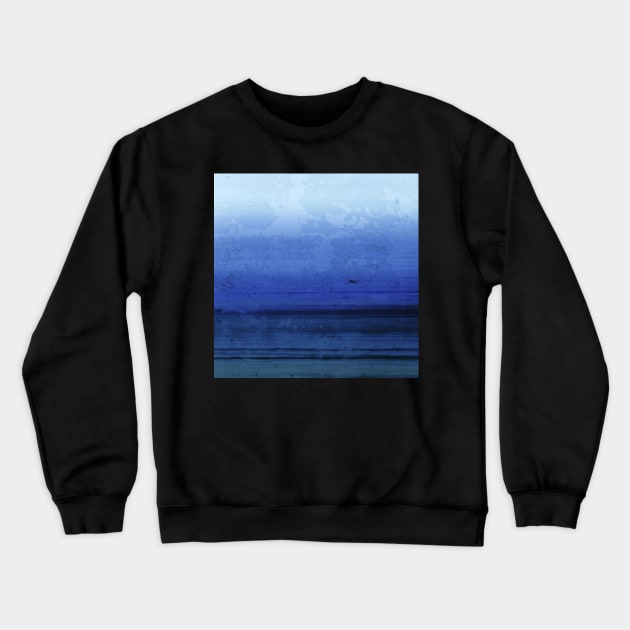 Seawall - Blue distressed abstract Crewneck Sweatshirt by WesternExposure